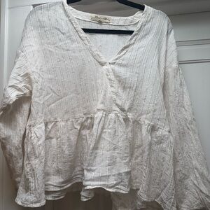 White Textured Women's Top